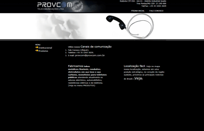Desenvolvimento do web site – Provcom Telecomunicações