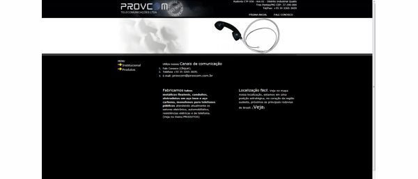 Desenvolvimento do web site – Provcom Telecomunicações