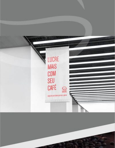Criação de arte para banner suspensos com logotipo para empresa de café