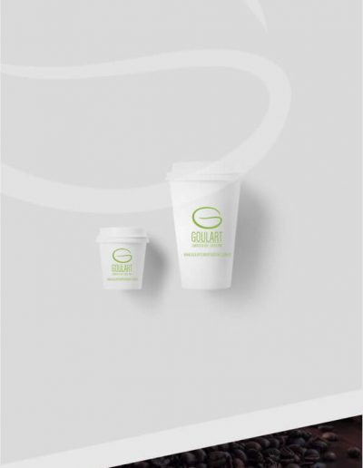 Logomarca aplicada em copos de café