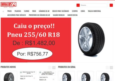 Print de tela de uma loja virtual de auto peças - Auto Peças CAstro, mostrando o logo criativo sendo aplicado