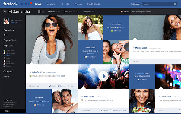 Novo layout do Facebook – uma proposta encantadora